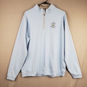 Peter Millar Size L Half Zip Golf Pullover Light Blue US Open Winged Foot Logo